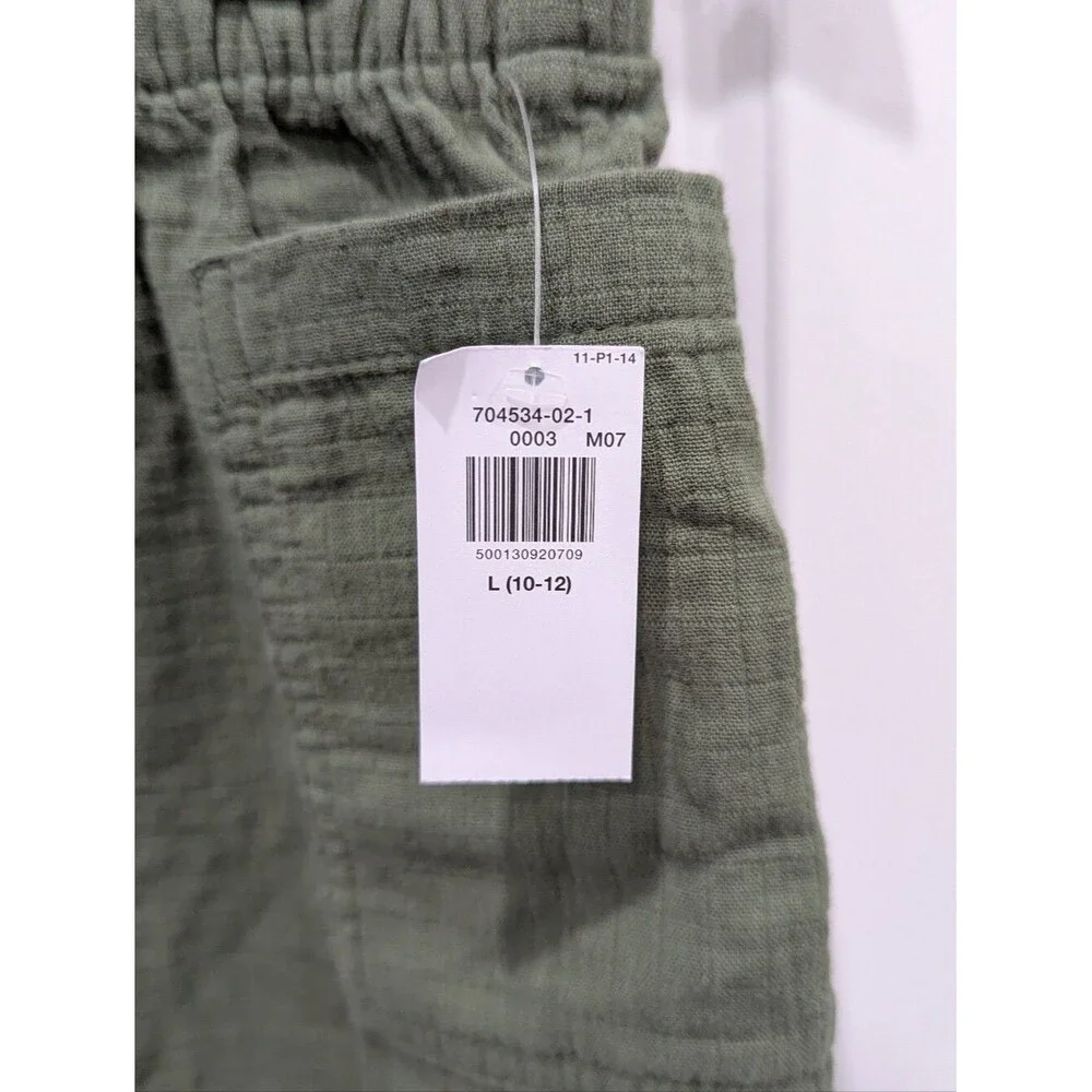 Old Navy Kids Green Cotton Pull On Shorts Pockets Olive Army Girls Large 10 12